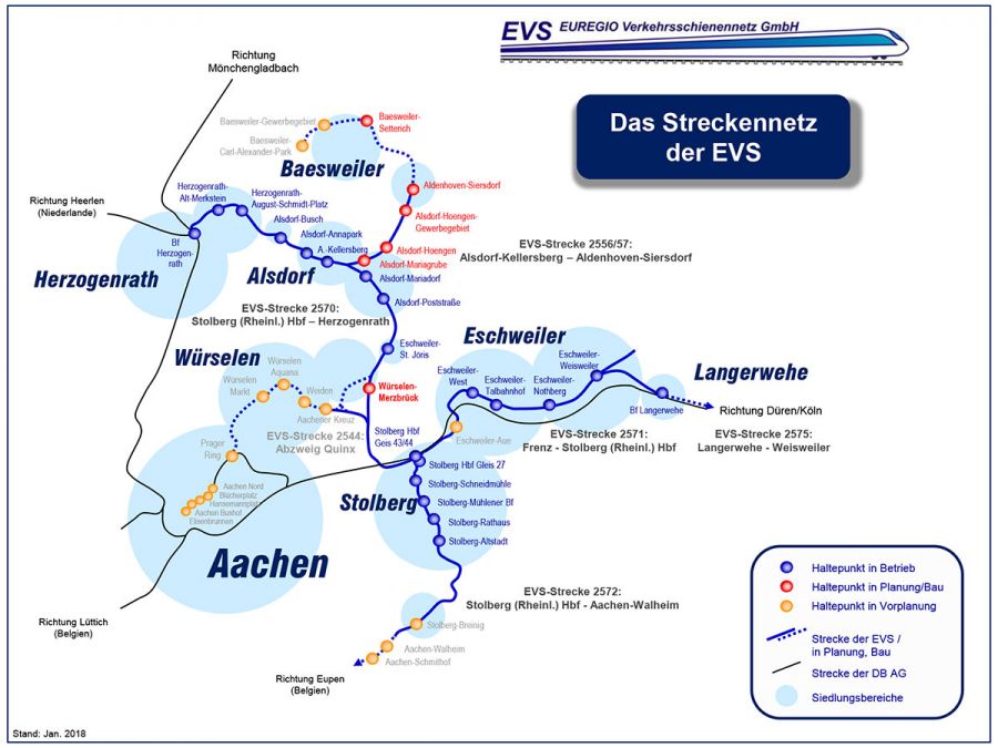 EVS EUREGIO Verkehrsschienennetz GmbH Streckennetz