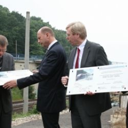 Bundesverkehrsminister Tiefensee informiert sich über den Baufortschritt auf der Neubaustrecke Langerwehe - Weisweiler im Juni 2008