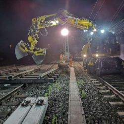 Gleiserneuerung Stolberg Hbf im August 2018